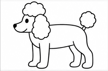 Step 4: add the poodle's fluffy coat shapes when drawing a poodle