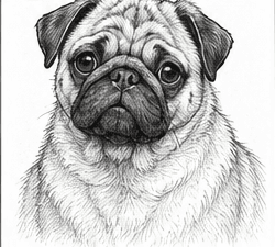 Step 12: finish the realistic pug portrait when drawing a pug