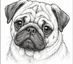 Step 8: refine the facial details when drawing a pug