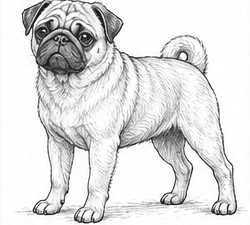 Step 9: texture the entire coat when drawing a pug