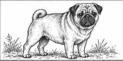 Step 10: clean and finish the pug drawing when drawing a pug