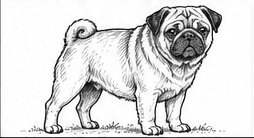 Step 8: shade the face and body when drawing a pug