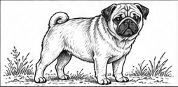 Step 9: ground the pug with grass when drawing a pug