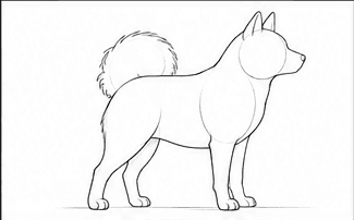 Step 2: refine the compact body shape when drawing a spitz