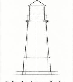 Step 3: refine the tower structure when drawing a lighthouse