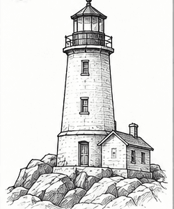 Step 8: strengthen contours and depth when drawing a lighthouse