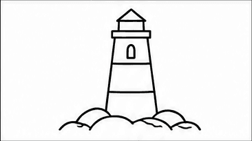 Step 5: place rocks around the base when drawing a lighthouse