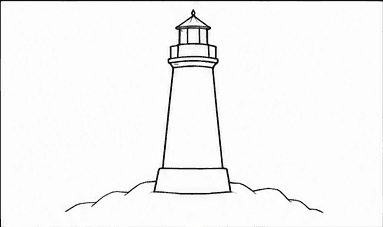 Step 2: build the tower and lantern room when drawing a lighthouse