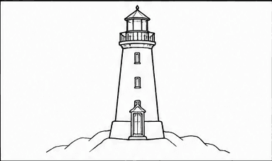 Step 3: add windows, railing and a door when drawing a lighthouse