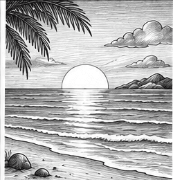 Step 11: brighten the reflected sunlight when drawing a sunset