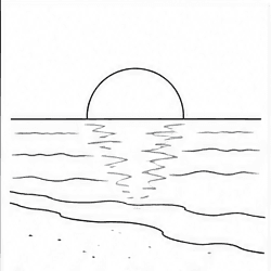 Step 5: draw the curving shoreline when drawing a sunset