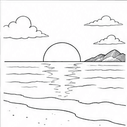 Step 7: create a distant coastline when drawing a sunset