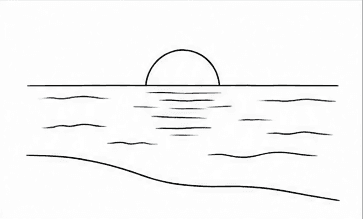 Step 5: add the beach in the foreground when drawing a sunset
