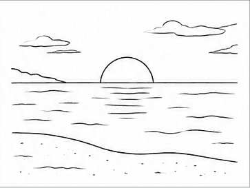 Step 6: finish your sunset drawing when drawing a sunset