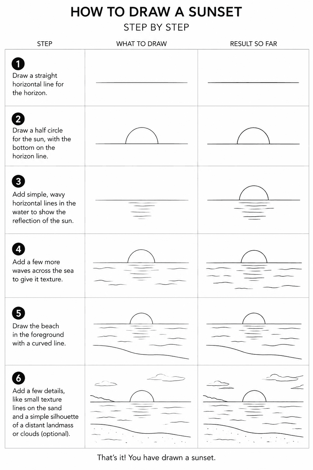 Sunset drawing tutorial