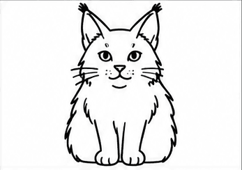 Step 4: build the large fluffy body when drawing a maine coon cat