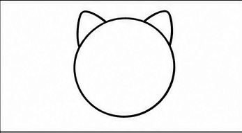 Step 2: add two small rounded ears when drawing a persian cat