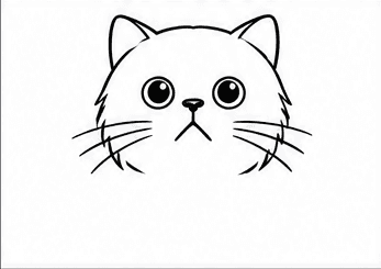 Step 3: draw the flat persian face when drawing a persian cat