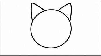 Step 2: add two triangular ears when drawing a ragdoll cat
