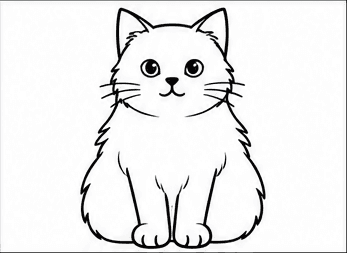 Step 4: draw the fluffy sitting body when drawing a ragdoll cat