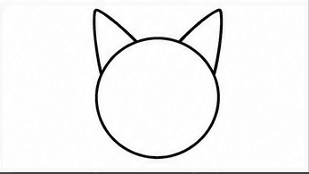 Step 2: add large triangular ears when drawing a siamese cat