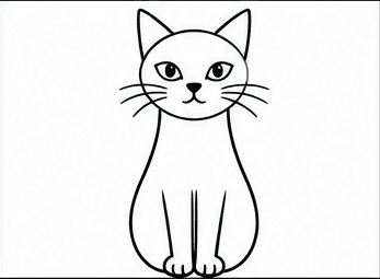 Step 4: build the slim body and front legs when drawing a siamese cat