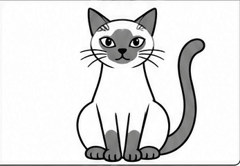 Step 6: finish the tail and dark points when drawing a siamese cat