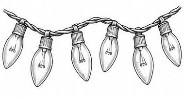 Step 5: suggest curved glass and reflections when drawing a christmas lights