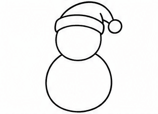Step 3: add a floppy hat and pompom when drawing a cute snowman