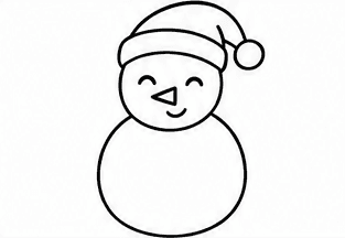Step 4: draw happy eyes, a nose and a smile when drawing a cute snowman