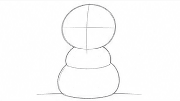 Step 1: stack the round snow shapes when drawing a cute snowman