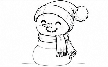 Step 3: draw the floppy hat and scarf when drawing a cute snowman