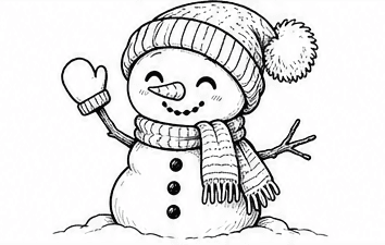 Step 5: texture the knitwear and snowy edges when drawing a cute snowman