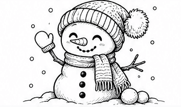 Step 6: finish with soft shadows and snowfall when drawing a cute snowman