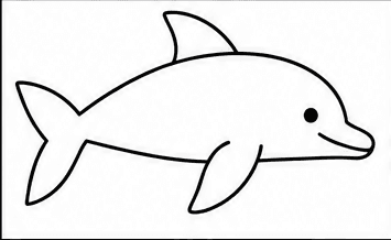 Step 4: draw the dorsal fin and flipper when drawing a dolphin