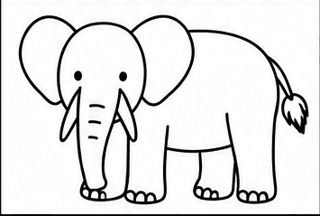 Step 6: finish with a tufted tail when drawing a elephant