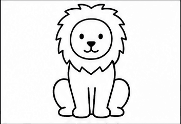 Step 4: add the seated body and paws when drawing a lion