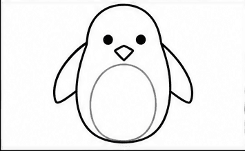 Step 5: add the eyes and beak when drawing a penguin