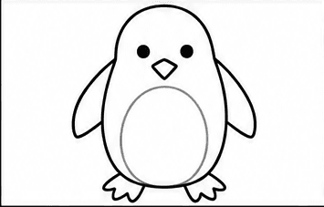 Step 6: finish with webbed feet when drawing a penguin