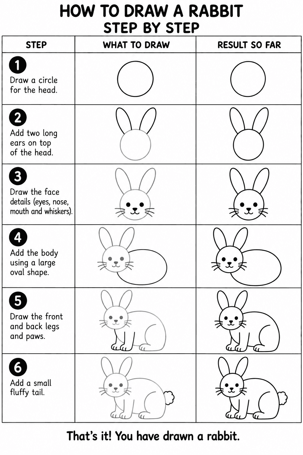 Rabbit drawing tutorial