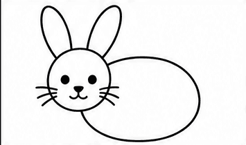 Step 4: add the oval body when drawing a rabbit