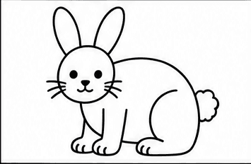 Step 6: finish with a fluffy tail when drawing a rabbit