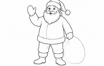 Step 3: draw the face, beard and hat when drawing a santa claus