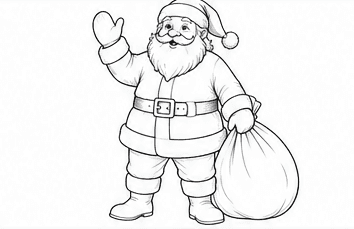 Step 4: add the belt, mittens and gift sack when drawing a santa claus