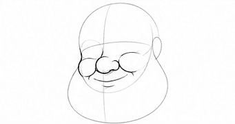 Step 2: shape the nose, cheeks and smile when drawing a santa's face