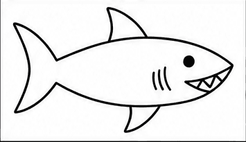 Step 4: add the shark's eye and mouth when drawing a shark