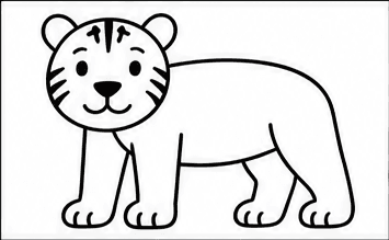 Step 5: draw four legs and paws when drawing a tiger