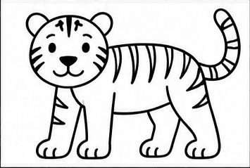 Step 6: finish the tail and body stripes when drawing a tiger