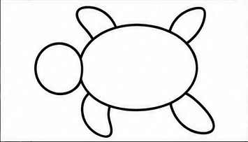 Step 3: draw four turtle flippers when drawing a turtle